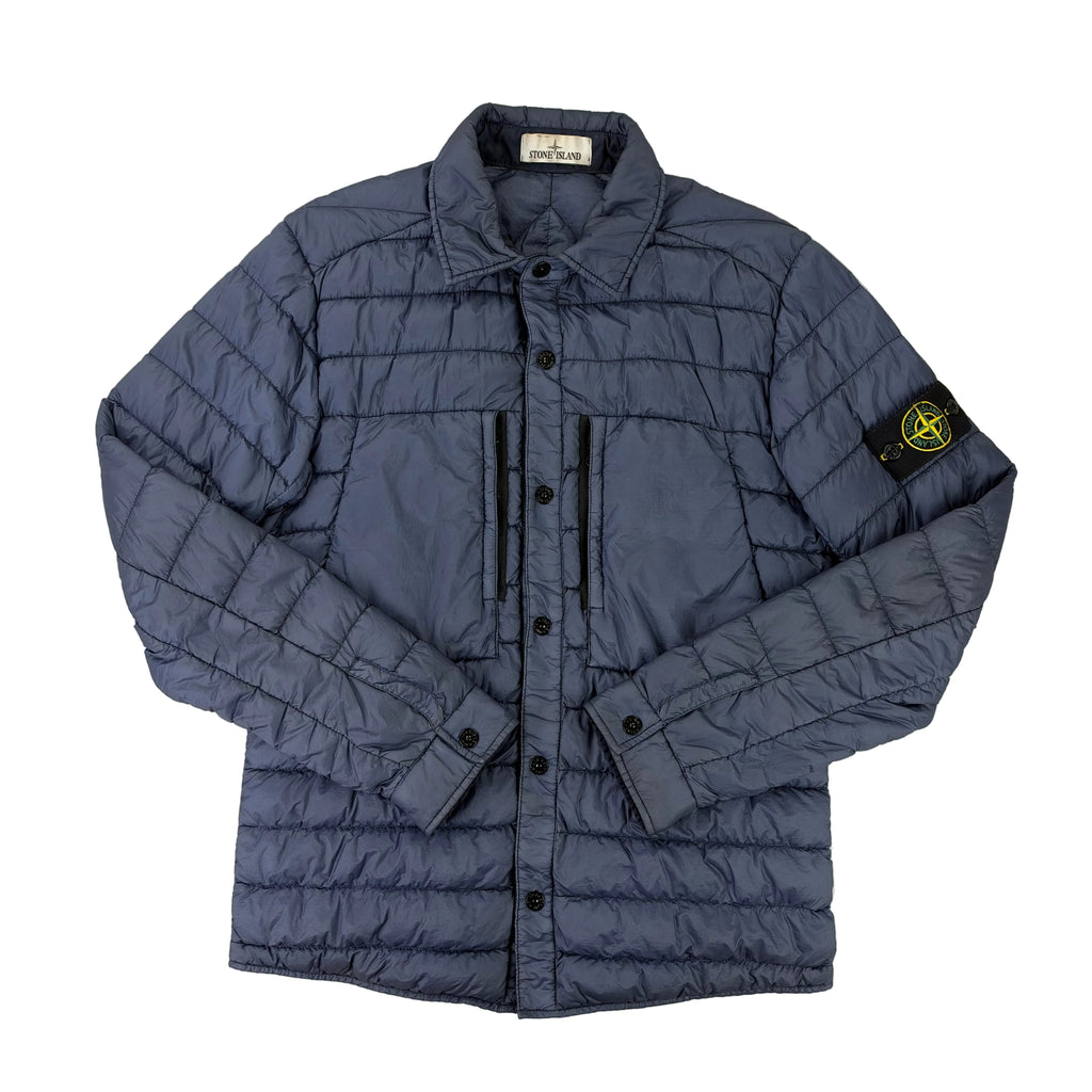 Stone Island Men’s Zip-up Padded Blue Overshirt - Medium