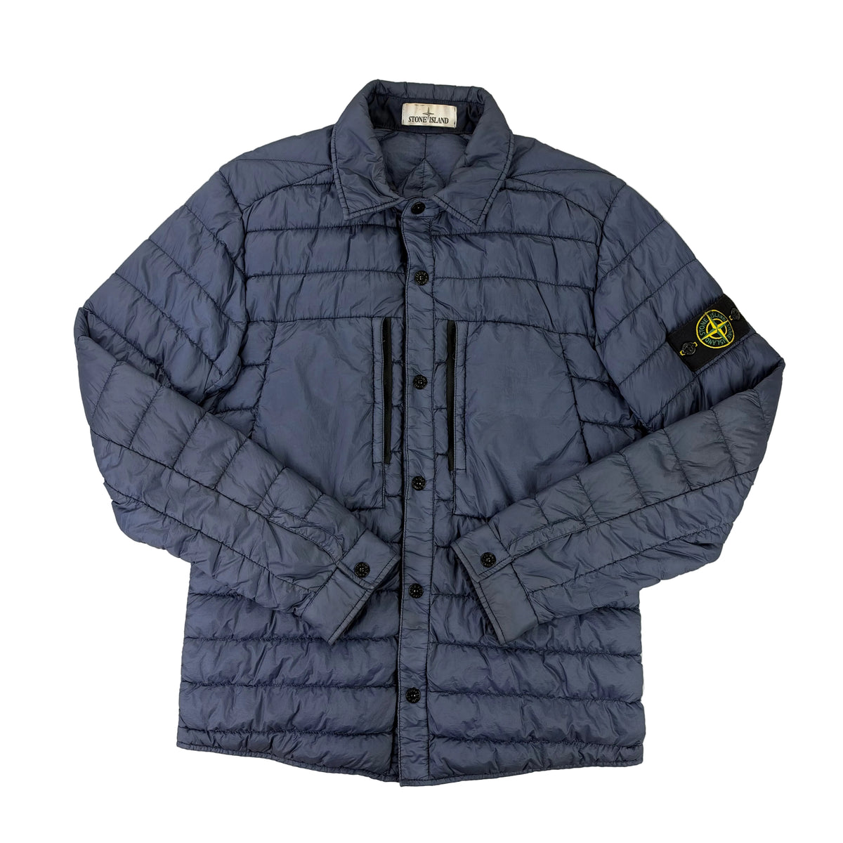 Stone Island Men’s Zip-up Padded Blue Overshirt - Medium