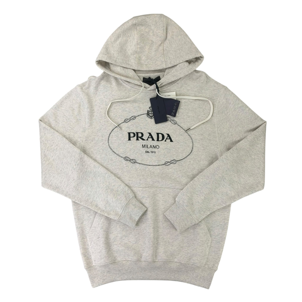 Prada Men’s Light Grey Pullover Hoodie - Small