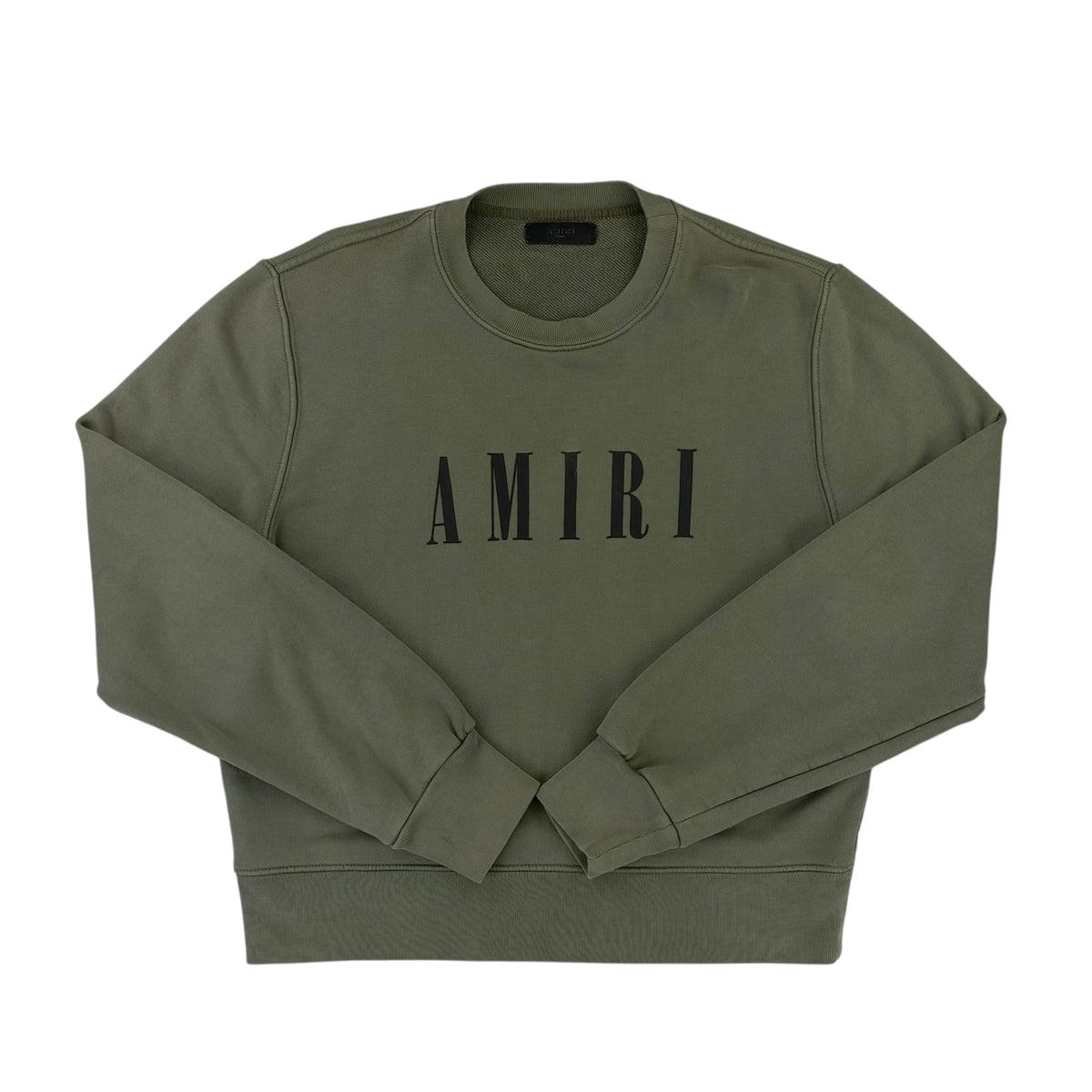 Amiri Men’s Khaki Crewneck Jumper Bar Logo - Small