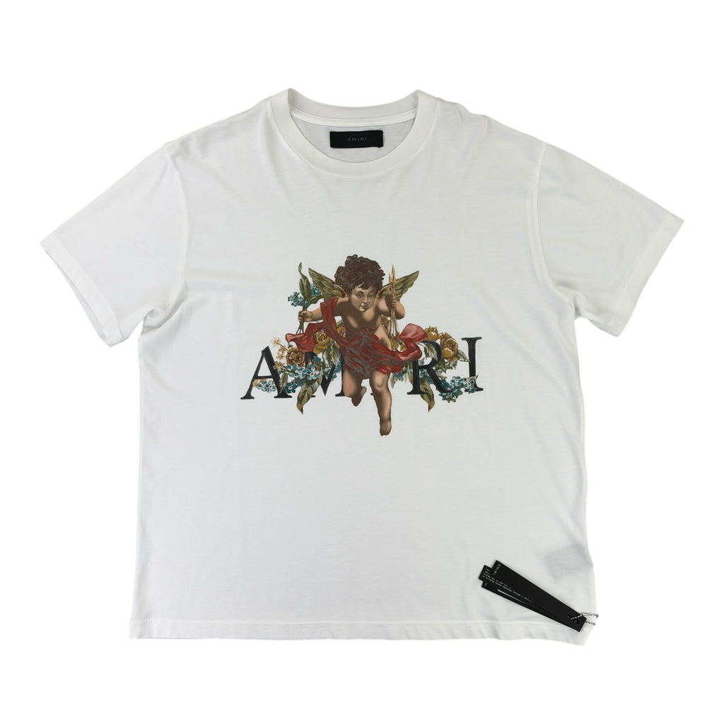 Amiri Men’s White Cherub Logo T-shirt - Medium Oversized