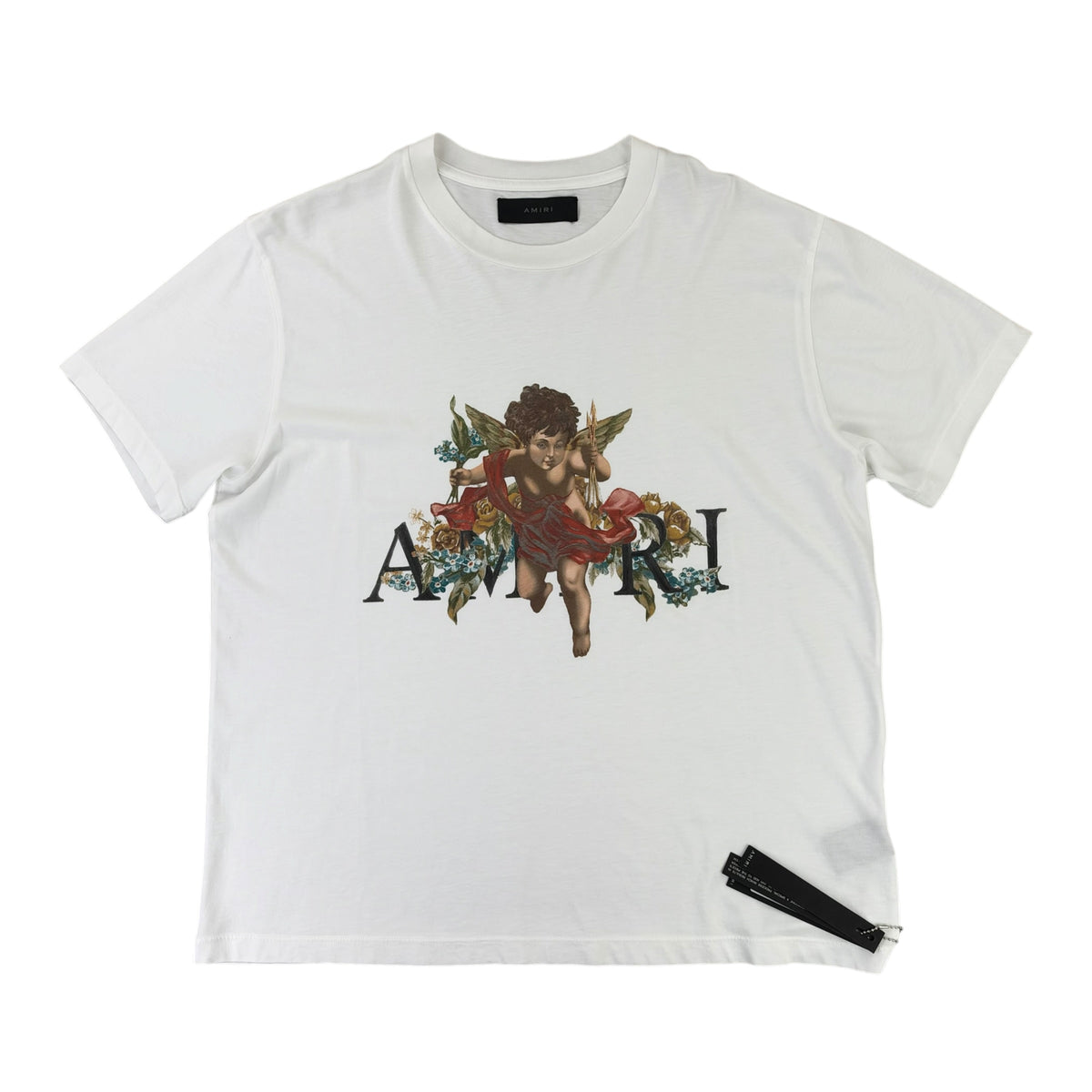 Amiri Men’s White Cherub Logo T-shirt - Medium Oversized