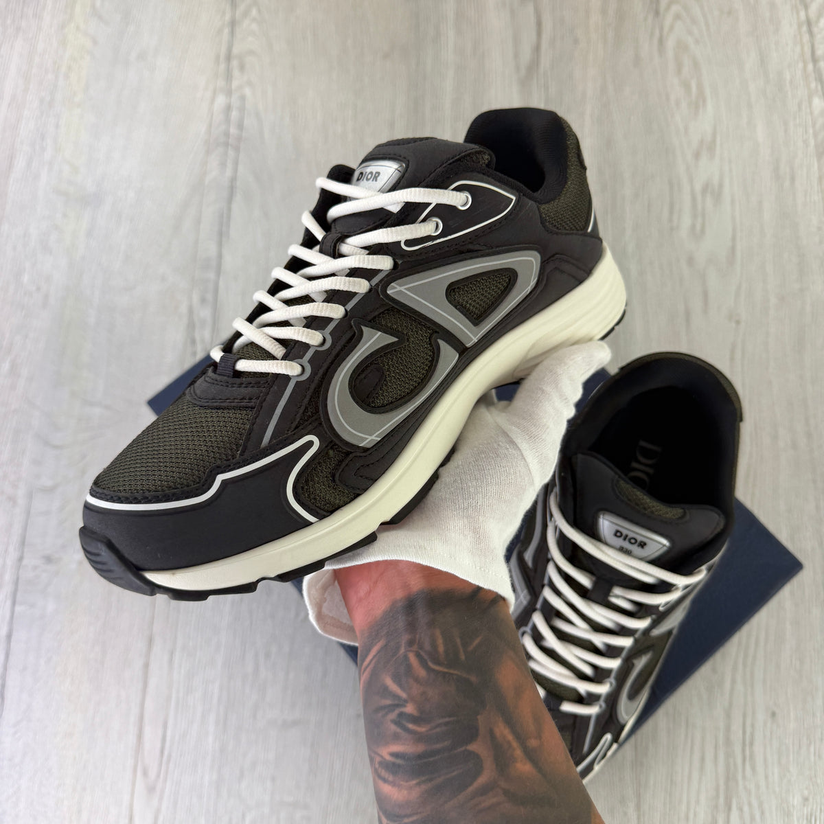 Dior B30 Men’s Khaki CD Mesh Trainers - 43 (Fit Uk 9)