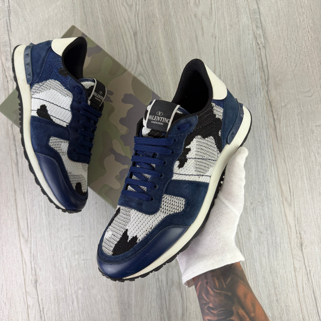 Valentino Men’s Navy Mesh Rockrunner Trainers - Uk 8