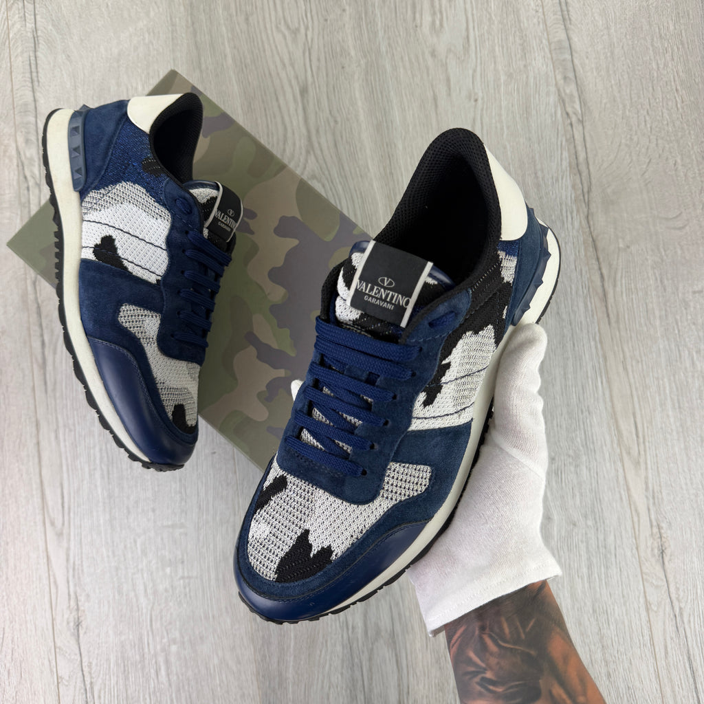 Valentino Men’s Navy Mesh Rockrunner Trainers - Uk 8