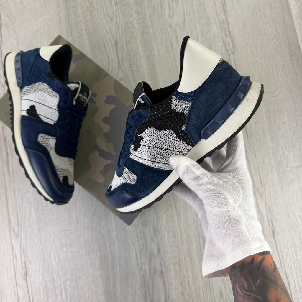 Valentino Men’s Navy Mesh Rockrunner Trainers - Uk 8