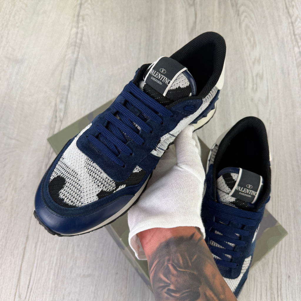 Valentino Men’s Navy Mesh Rockrunner Trainers - Uk 8