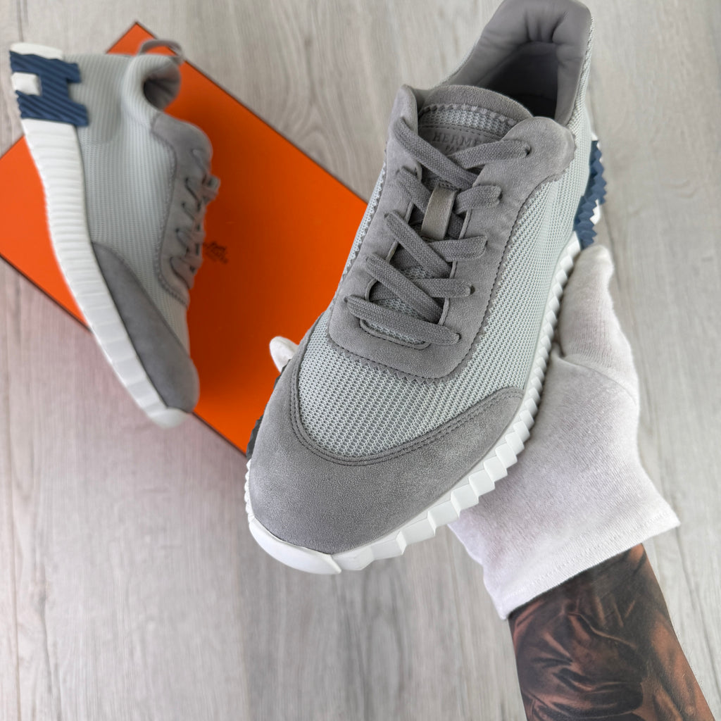 Hermes Men’s Grey Suede Bouncing Sneakers - Uk 7.5