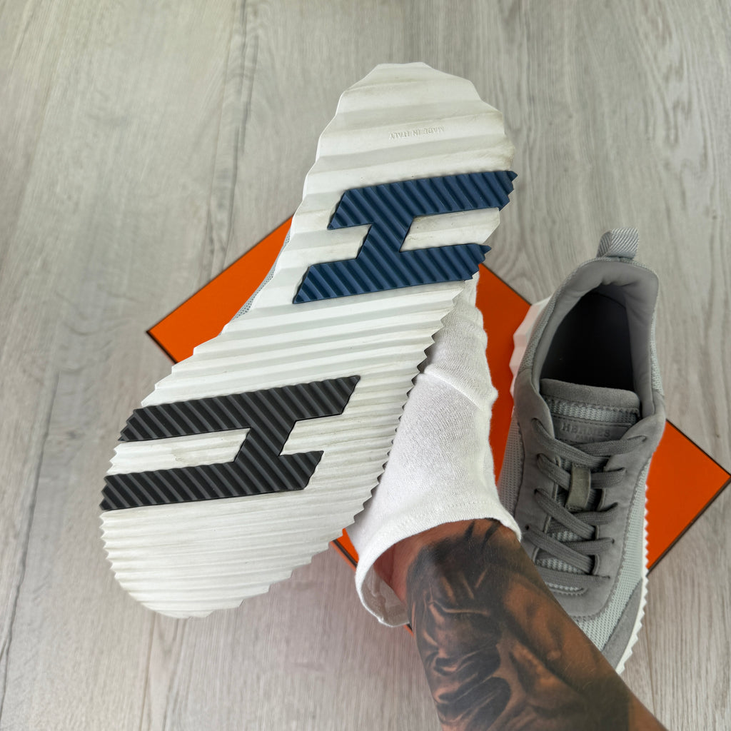 Hermes Men’s Grey Suede Bouncing Sneakers - Uk 7.5