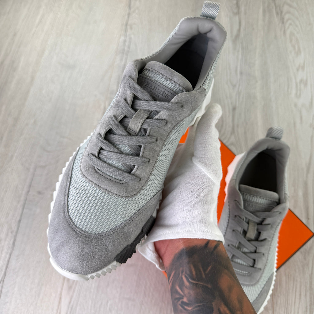 Hermes Men’s Grey Suede Bouncing Sneakers - Uk 7.5