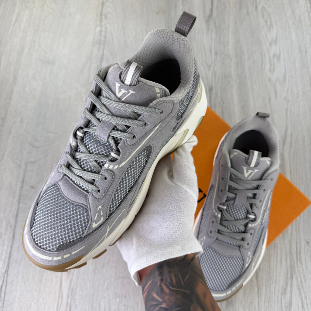 Hermes Men’s Grey Suede Bouncing Sneakers - Uk 7.5