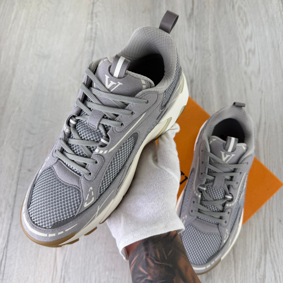 Hermes Men’s Grey Suede Bouncing Sneakers - Uk 7.5