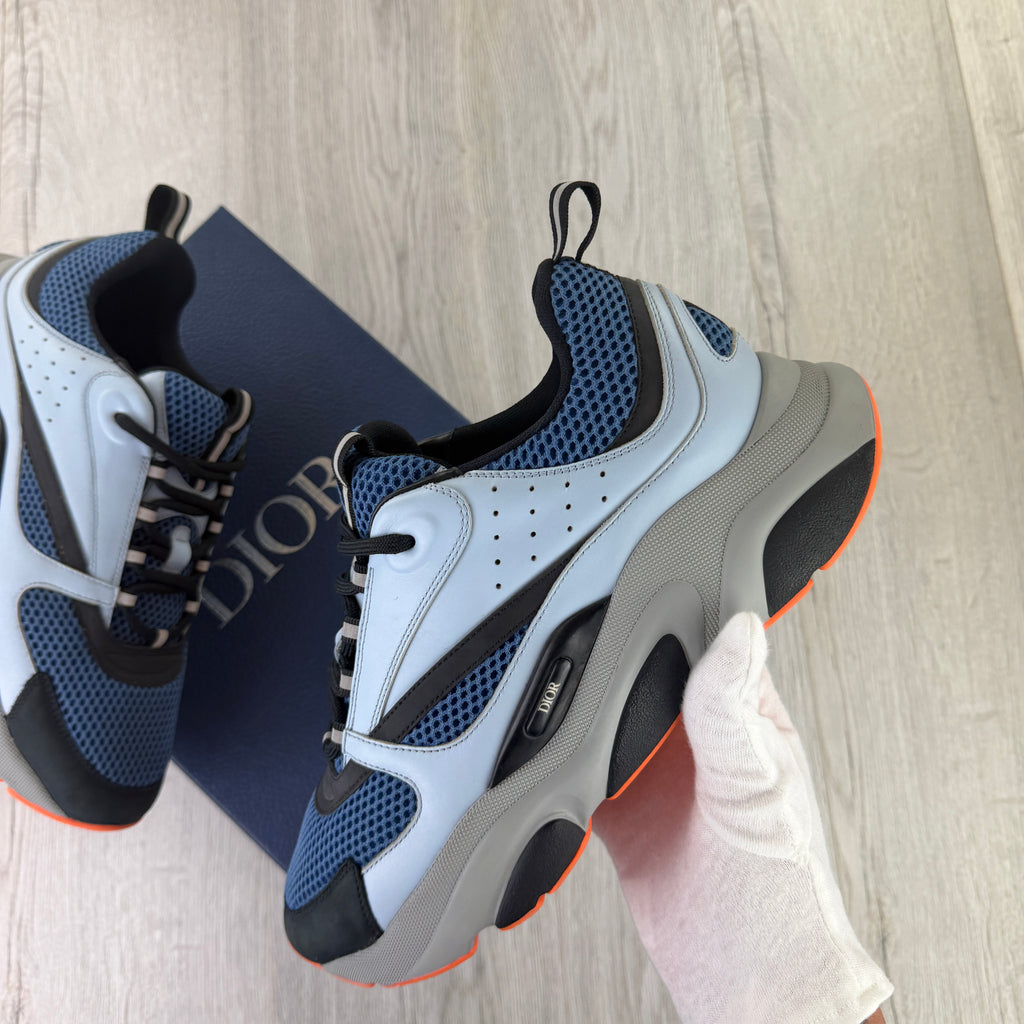 Dior B22 Light Blue Runners Orange Bottom Trainers - 45 (Fit Uk 10/10.5)