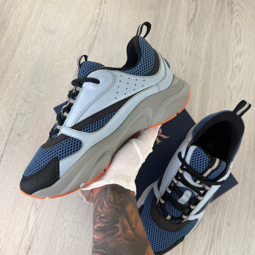 Dior B22 Light Blue Runners Orange Bottom Trainers - 45 (Fit Uk 10/10.5)
