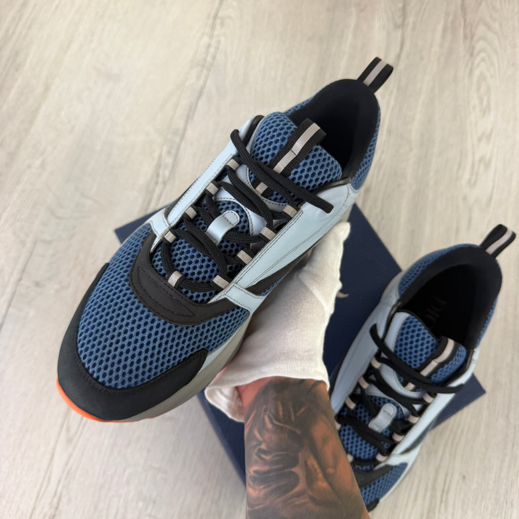 Dior B22 Light Blue Runners Orange Bottom Trainers - 45 (Fit Uk 10/10.5)