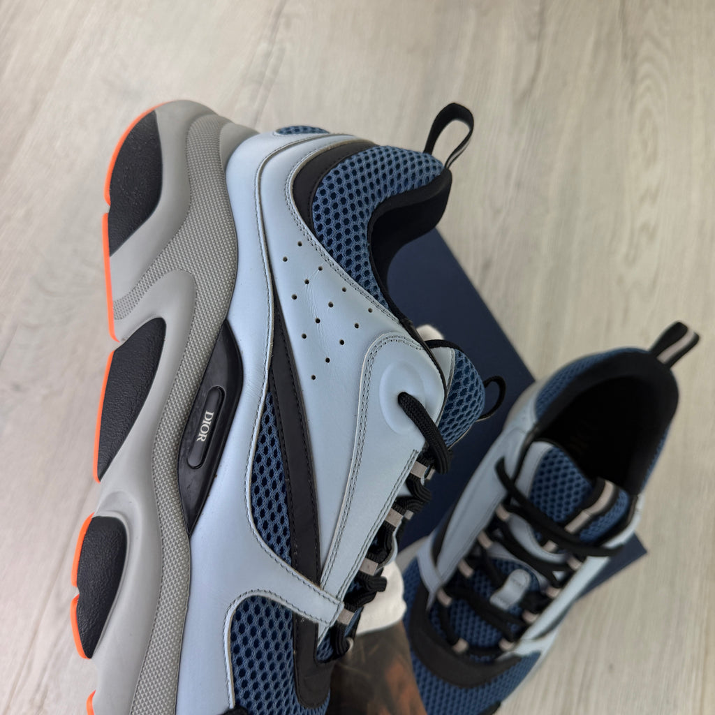 Dior B22 Light Blue Runners Orange Bottom Trainers - 45 (Fit Uk 10/10.5)