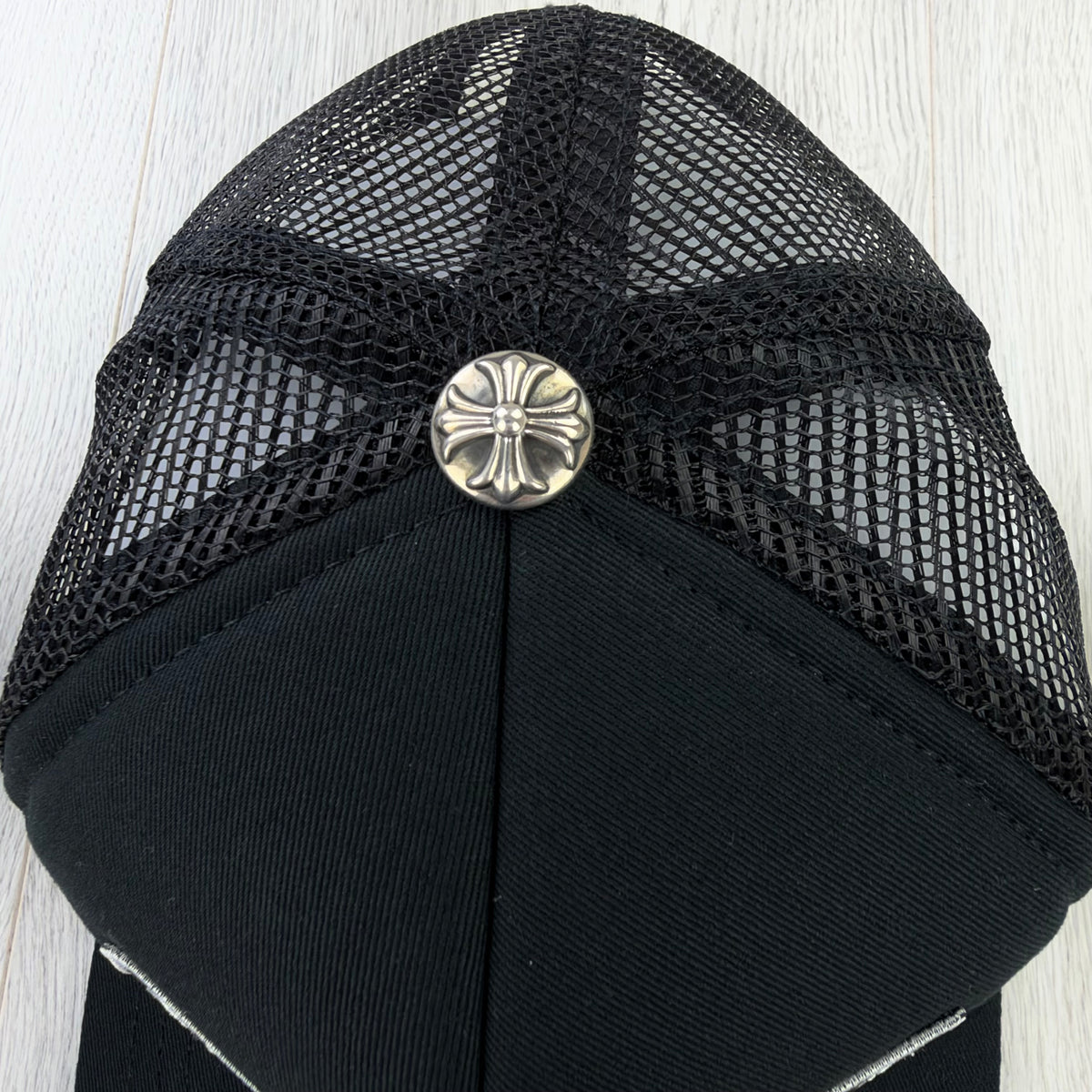 Chrome Hearts Men’s Black CH Hollywood Logo Patch Trucker Cap