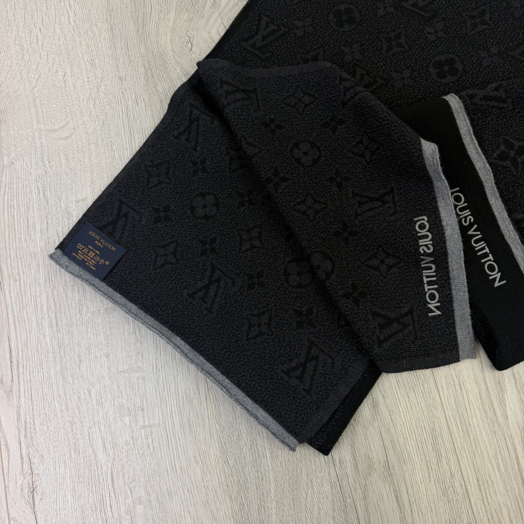 Louis Vuitton Men’s Black Monogram Beanie & Scarf Set