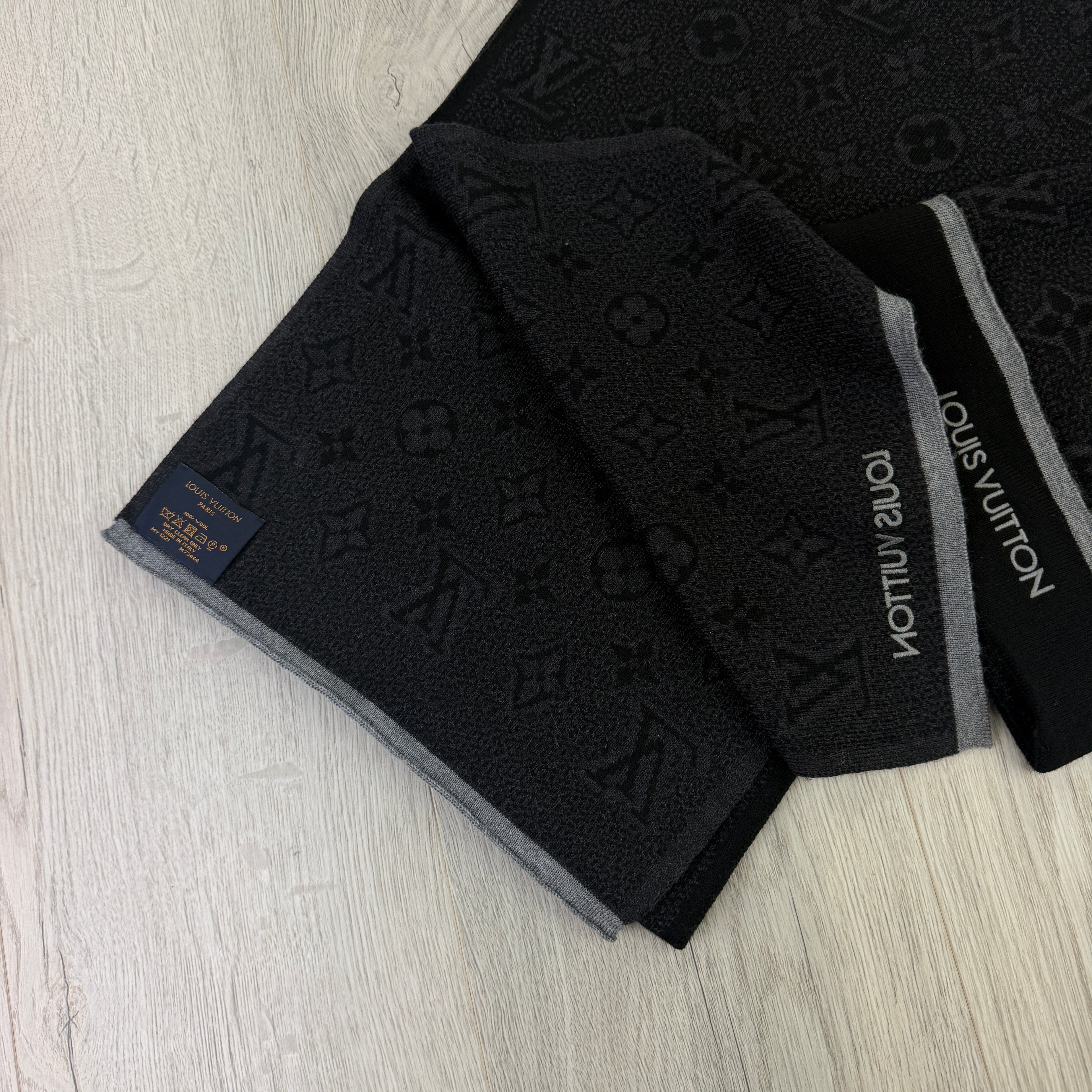 Louis Vuitton Men’s Black Monogram Beanie & Scarf Set