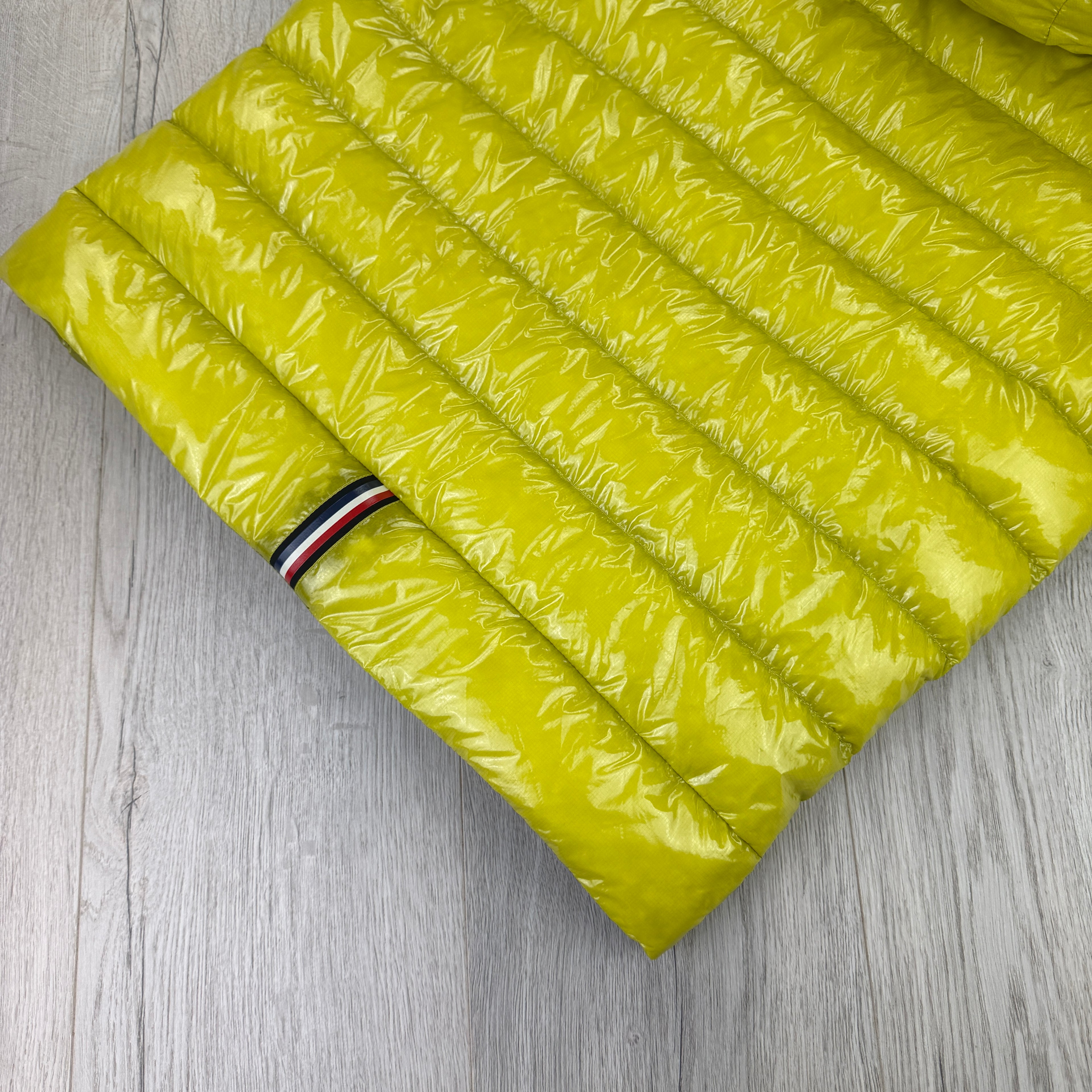 Moncler Morellet Men’s Lime Green Lappe Hooded Gilet - Size 3