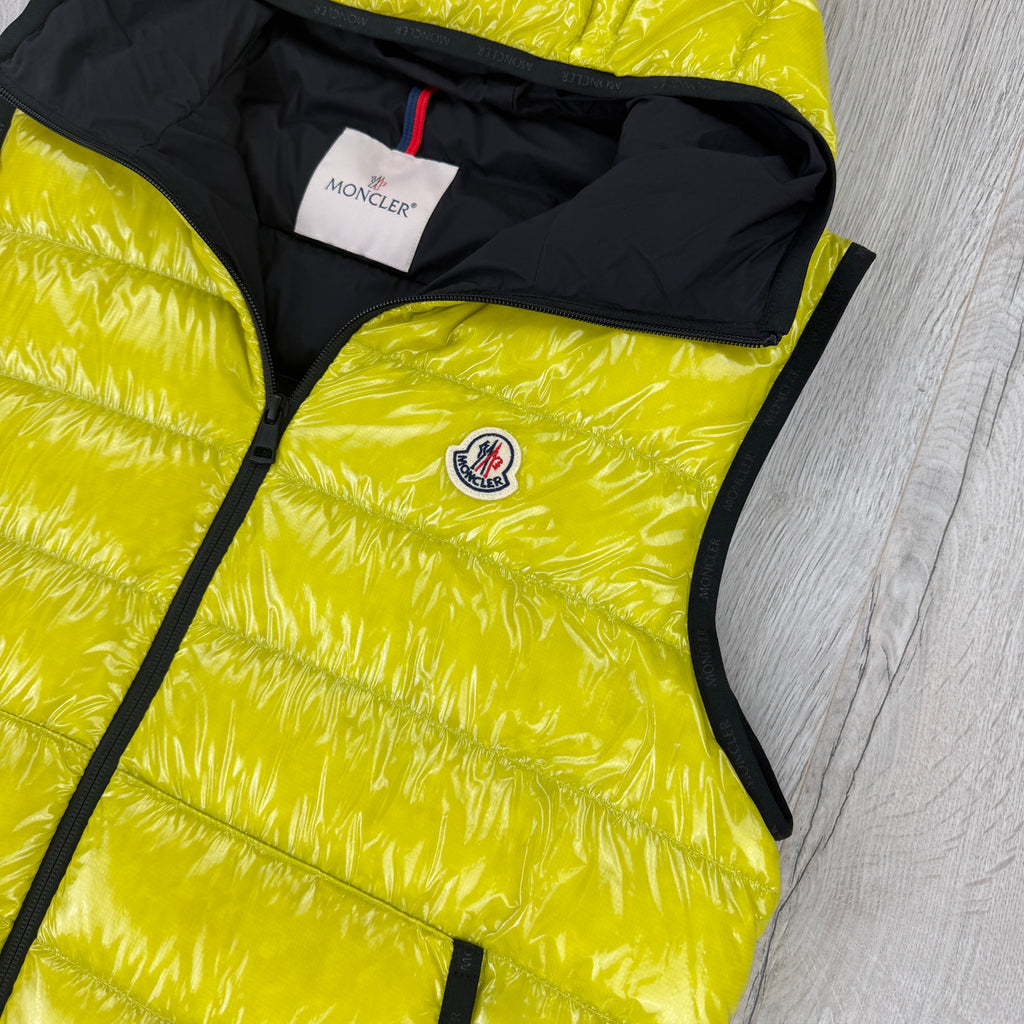 Moncler Morellet Men’s Lime Green Lappe Hooded Gilet - Size 3