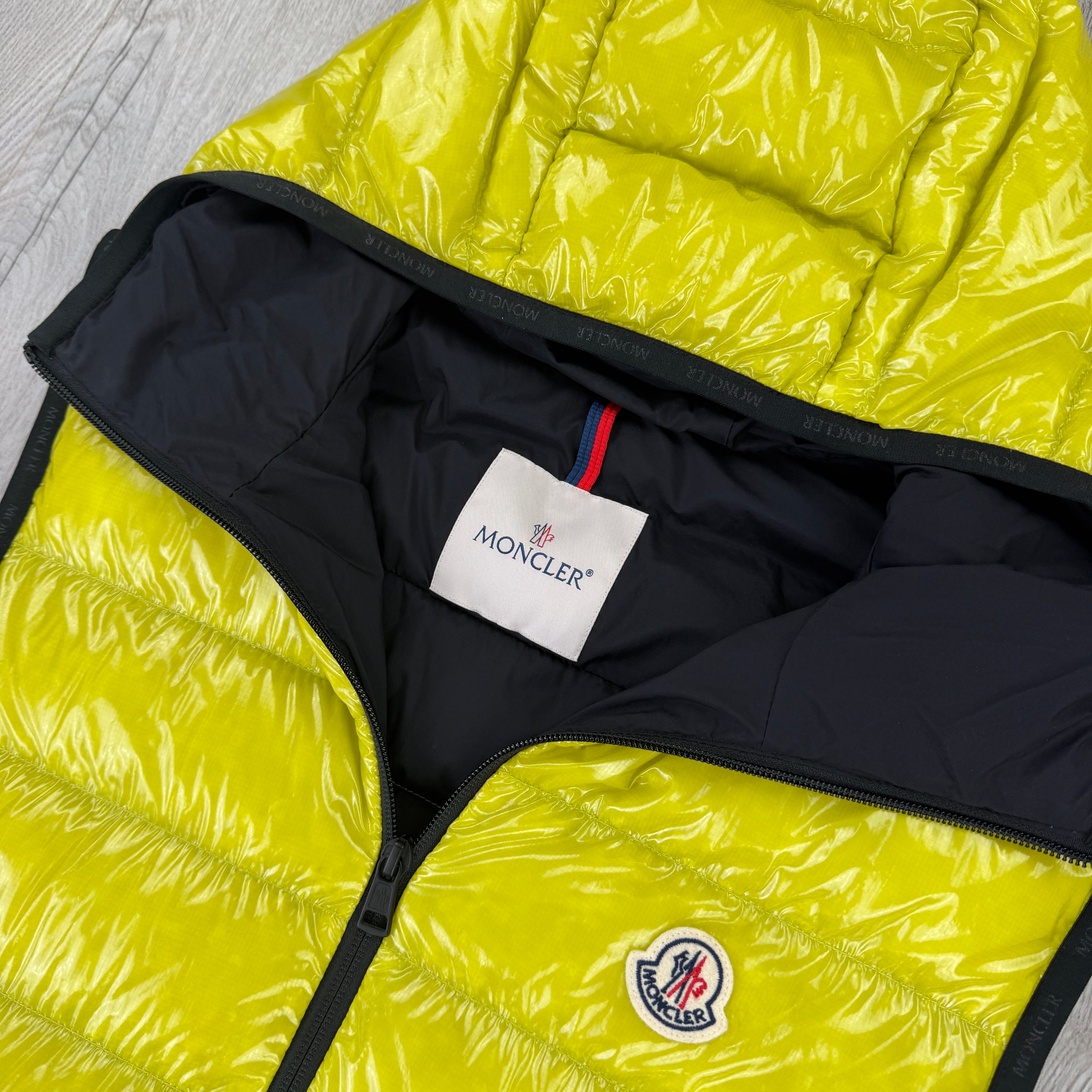 Moncler Morellet Men’s Lime Green Lappe Hooded Gilet - Size 3