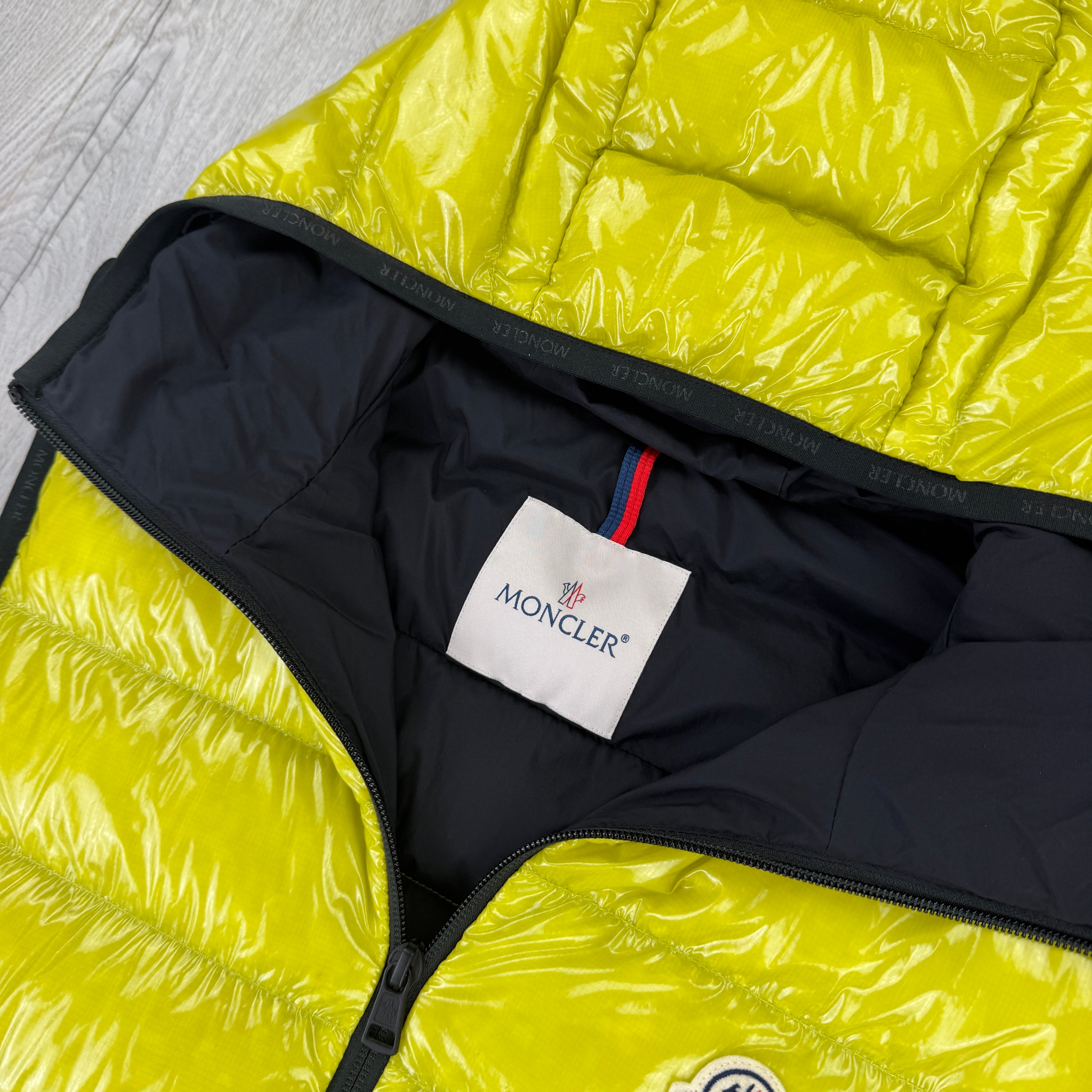 Moncler Morellet Men’s Lime Green Lappe Hooded Gilet - Size 3