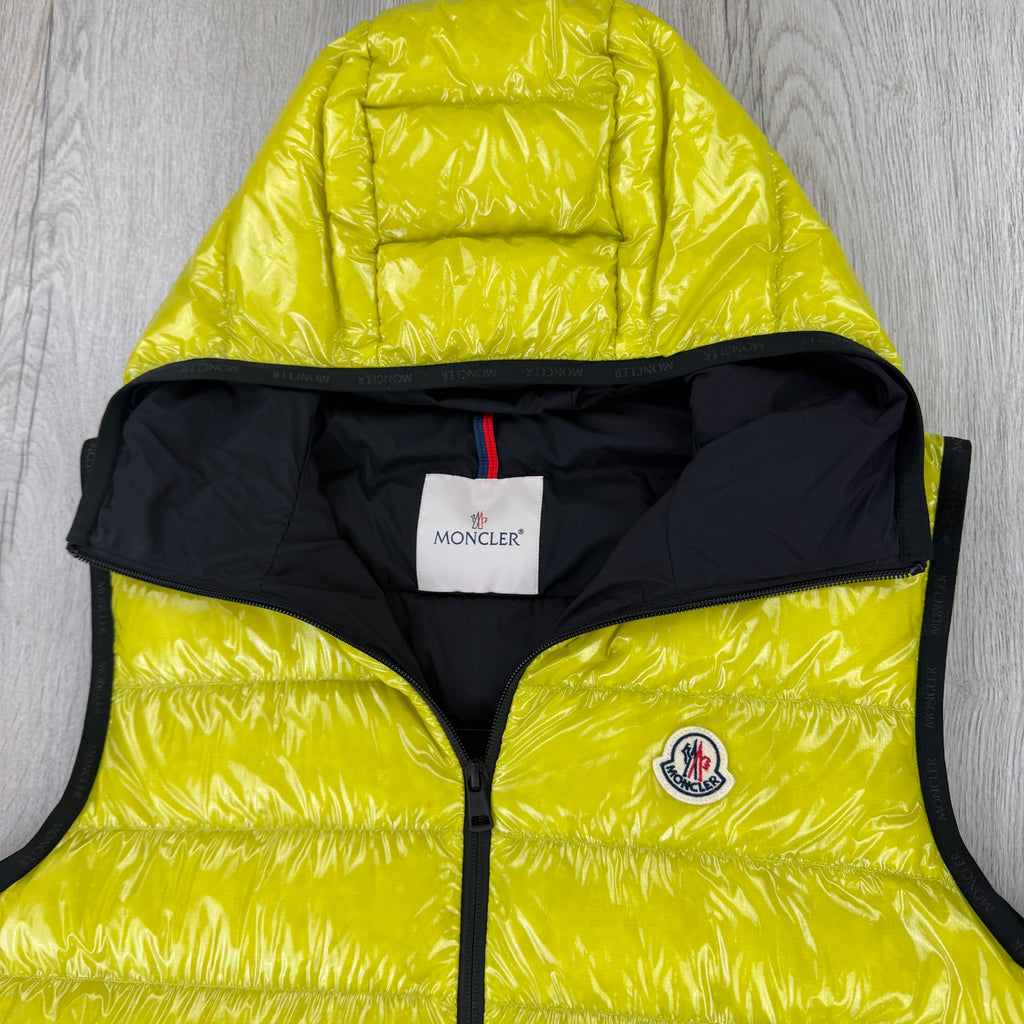 Moncler Morellet Men’s Lime Green Lappe Hooded Gilet - Size 3