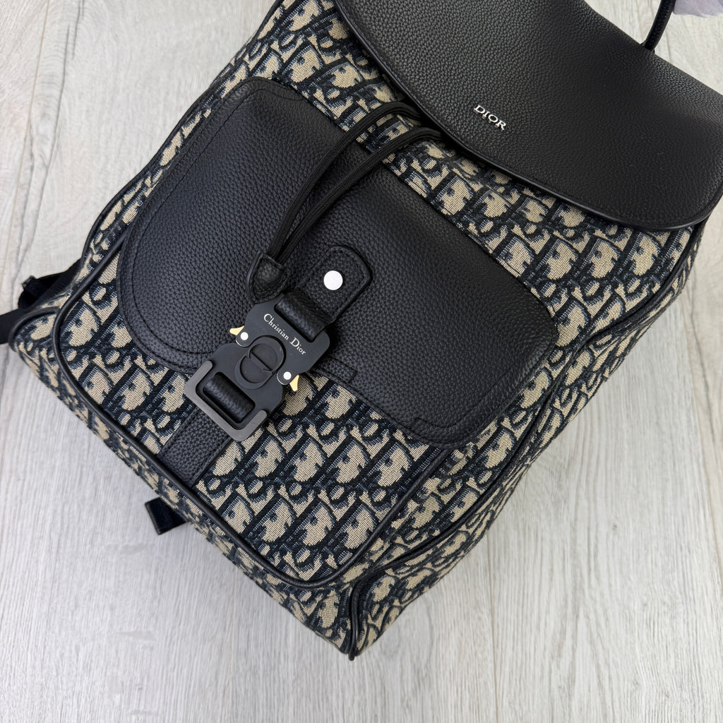 Dior Men’s Oblique Jacquard Saddle Backpack With Flap