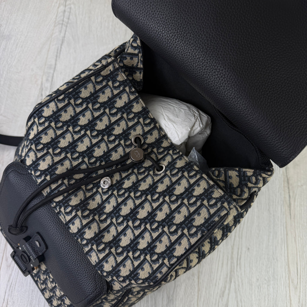 Dior Men’s Oblique Jacquard Saddle Backpack With Flap