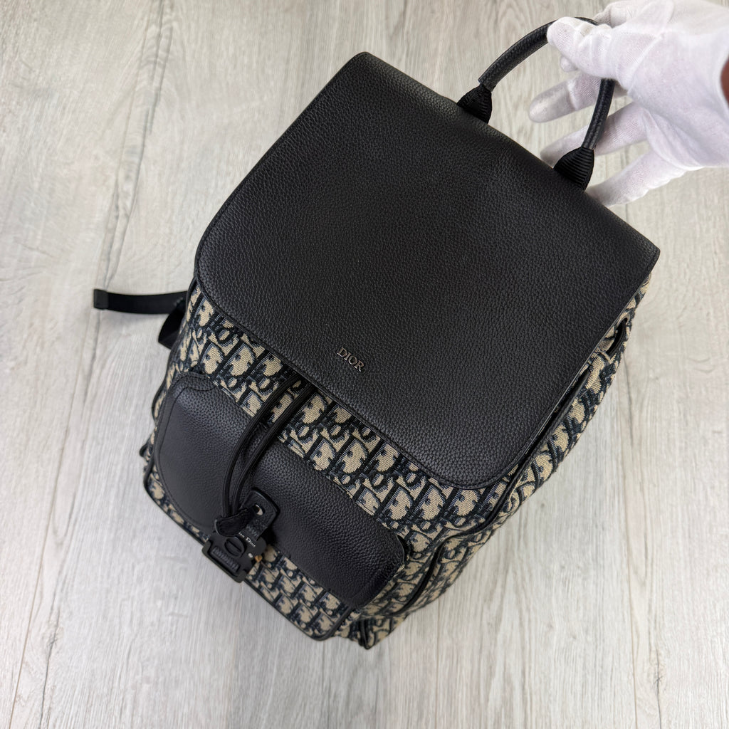 Dior Men’s Oblique Jacquard Saddle Backpack With Flap