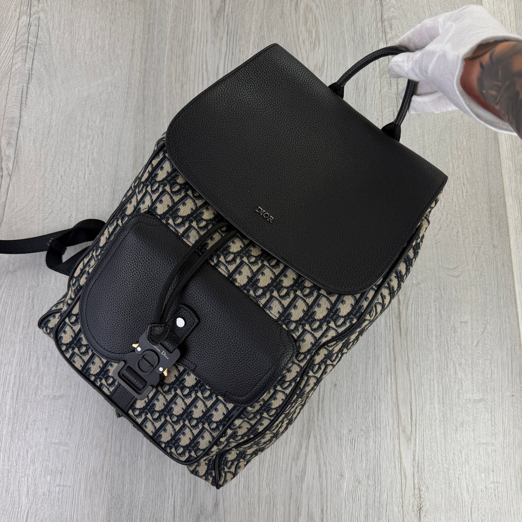 Dior Men’s Oblique Jacquard Saddle Backpack With Flap