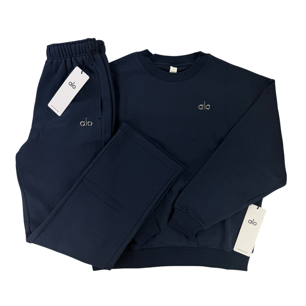 Alo Men’s Navy Crewneck & Straight Bottoms Tracksuit