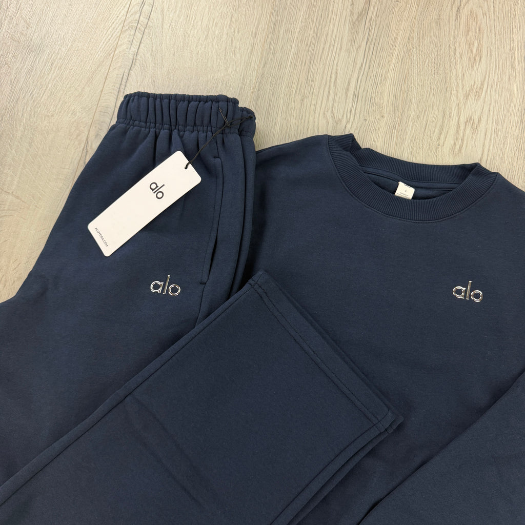 Alo Men’s Navy Crewneck & Straight Bottoms Tracksuit