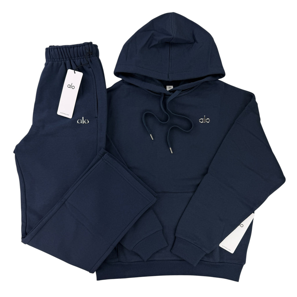 Alo Men’s Navy Hoodie  & Straight Bottoms Tracksuit