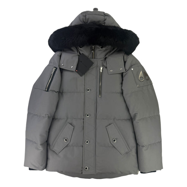 Moose Knuckles Men’s Grey Fur-Trim 3Q Down Jacket - Small