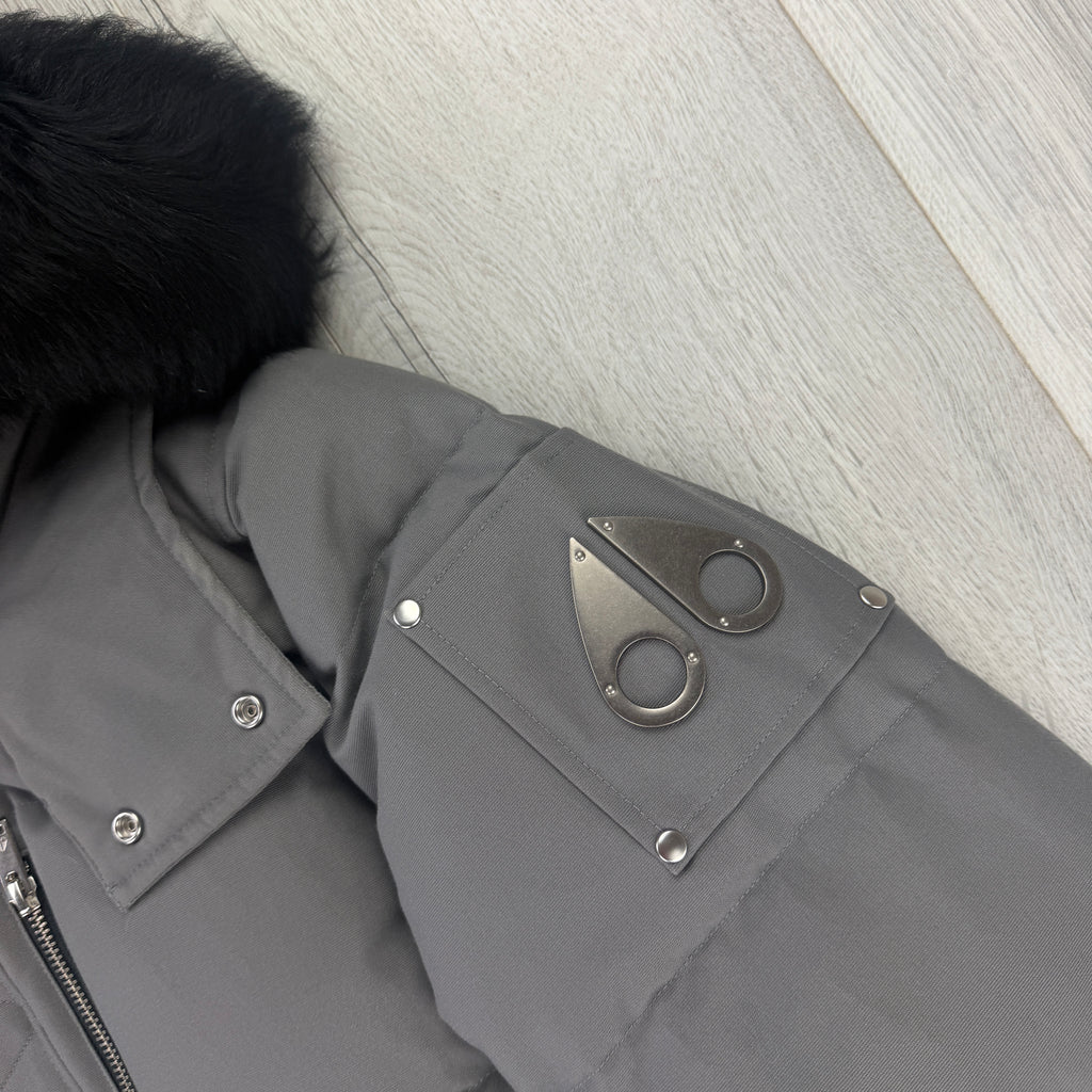 Moose Knuckles Men’s Grey Fur-Trim 3Q Down Jacket - Small
