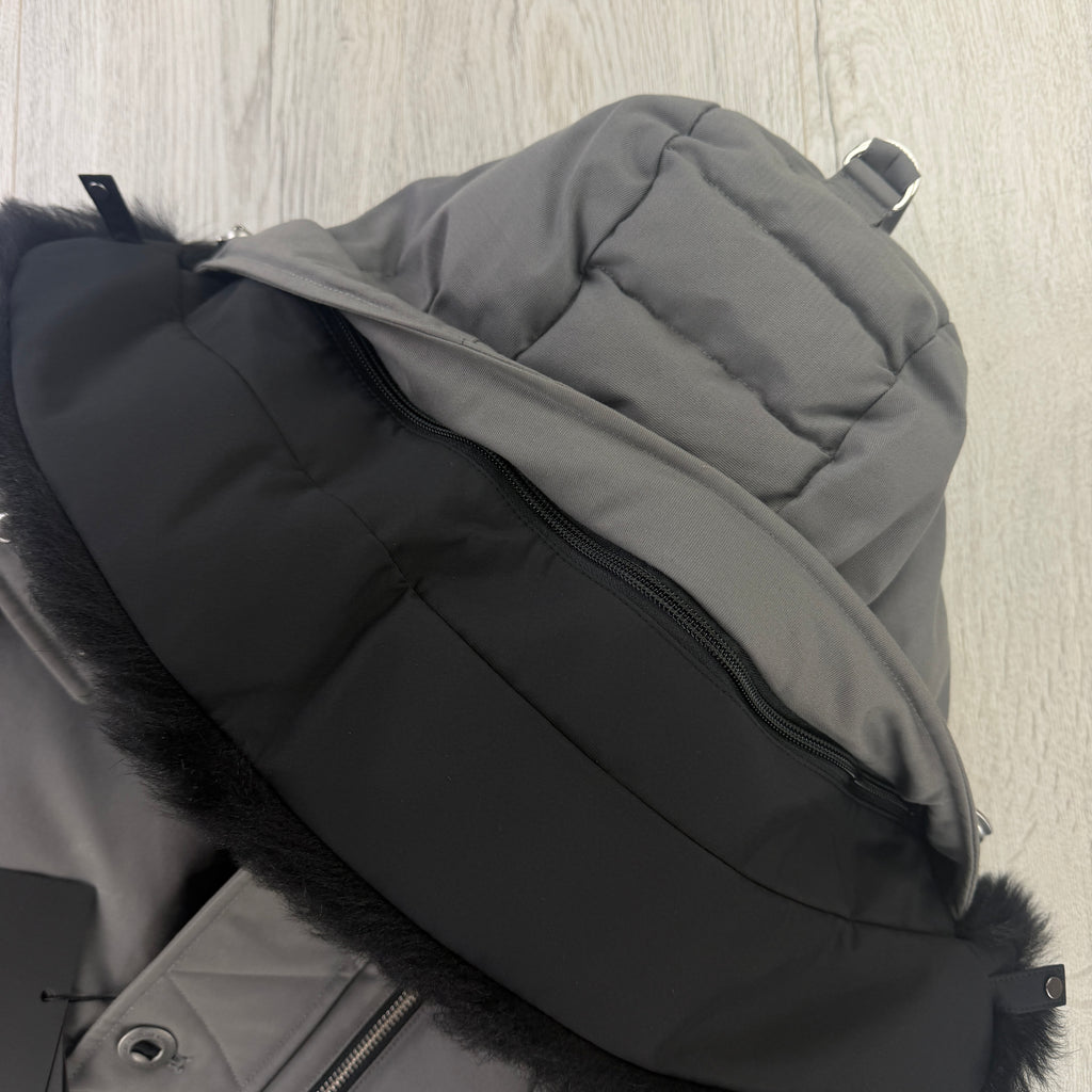 Moose Knuckles Men’s Grey Fur-Trim 3Q Down Jacket - Small