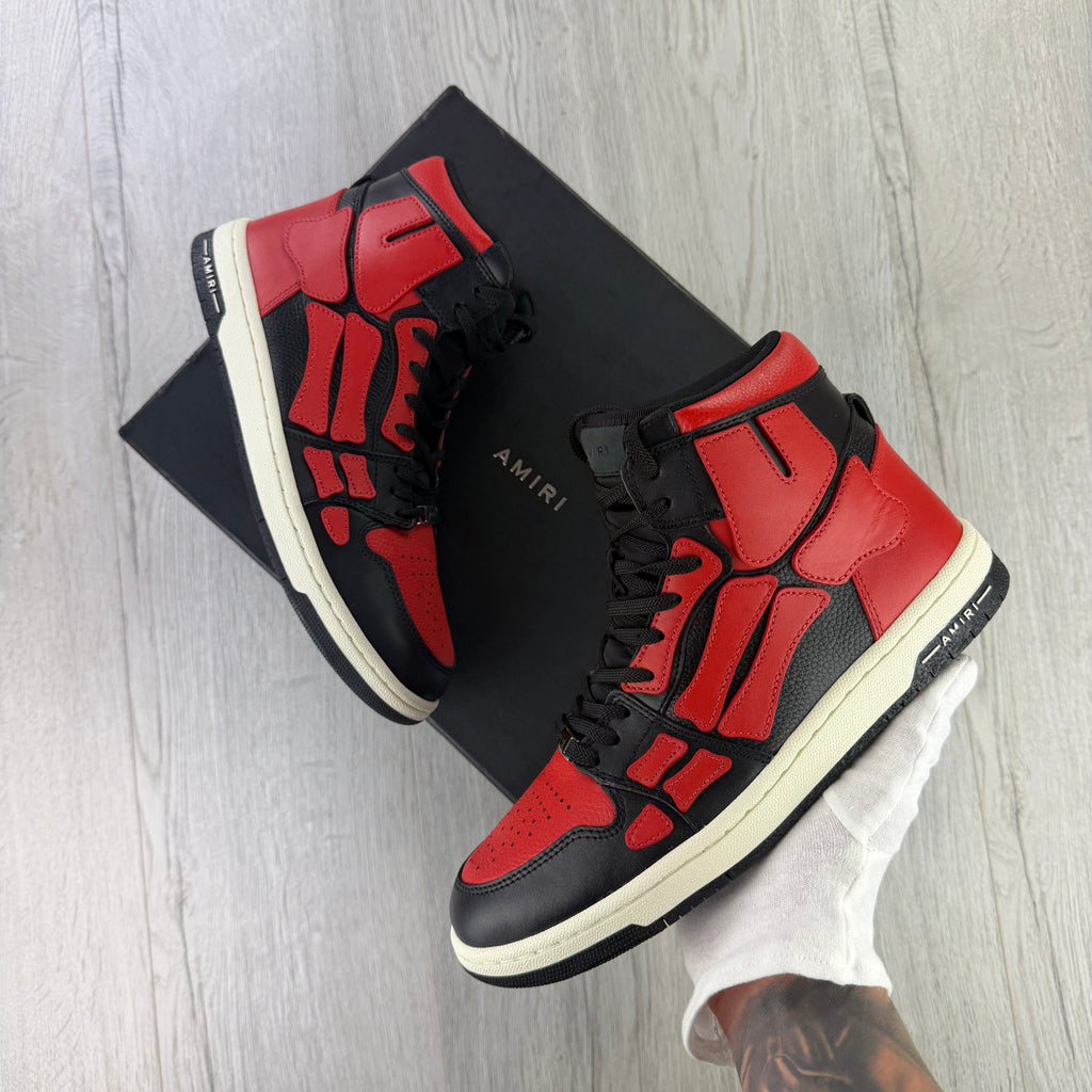 Amiri Men’s Black & Red High Top Bone Runners - Uk 8