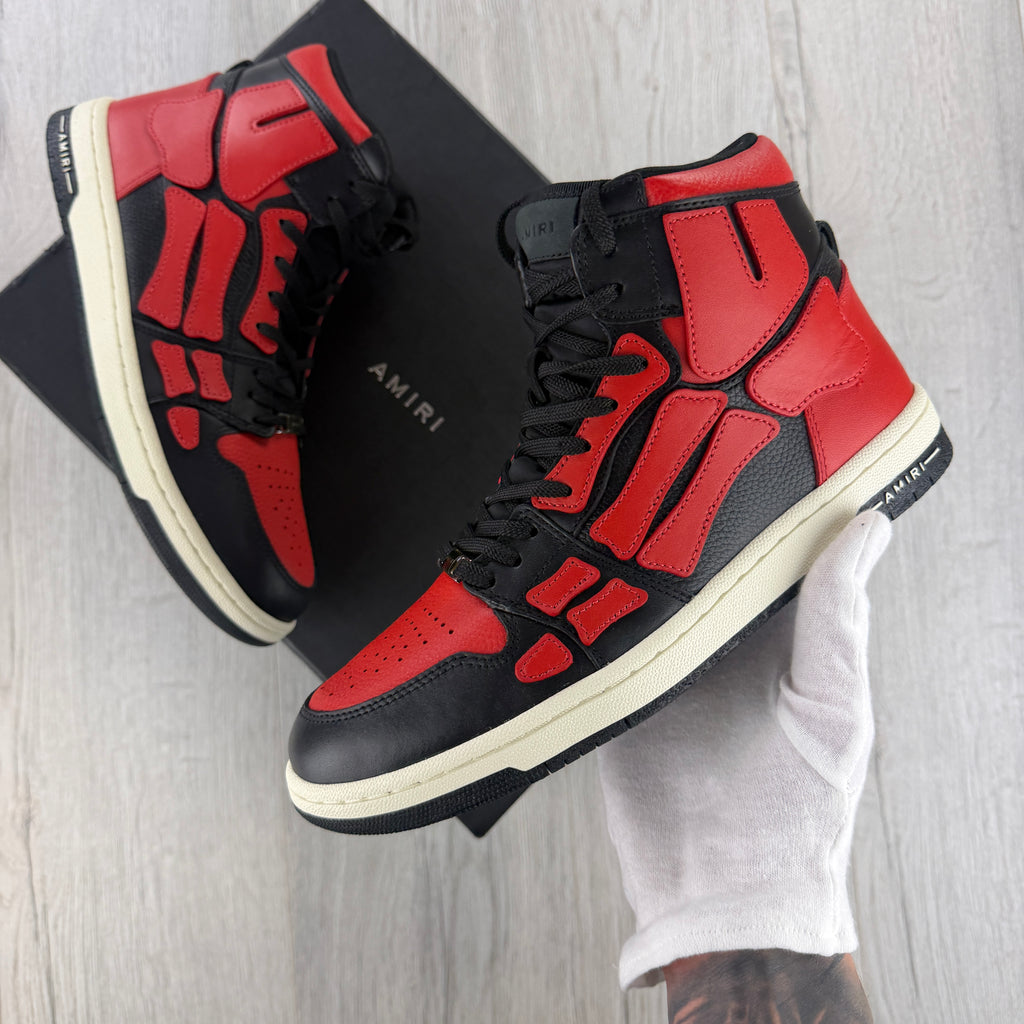 Amiri Men’s Black & Red High Top Bone Runners - Uk 8