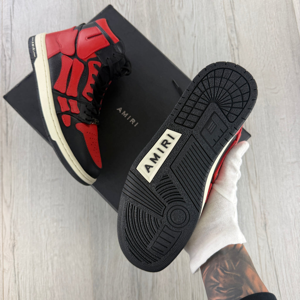 Amiri Men’s Black & Red High Top Bone Runners - Uk 8