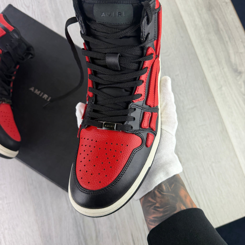 Amiri Men’s Black & Red High Top Bone Runners - Uk 8