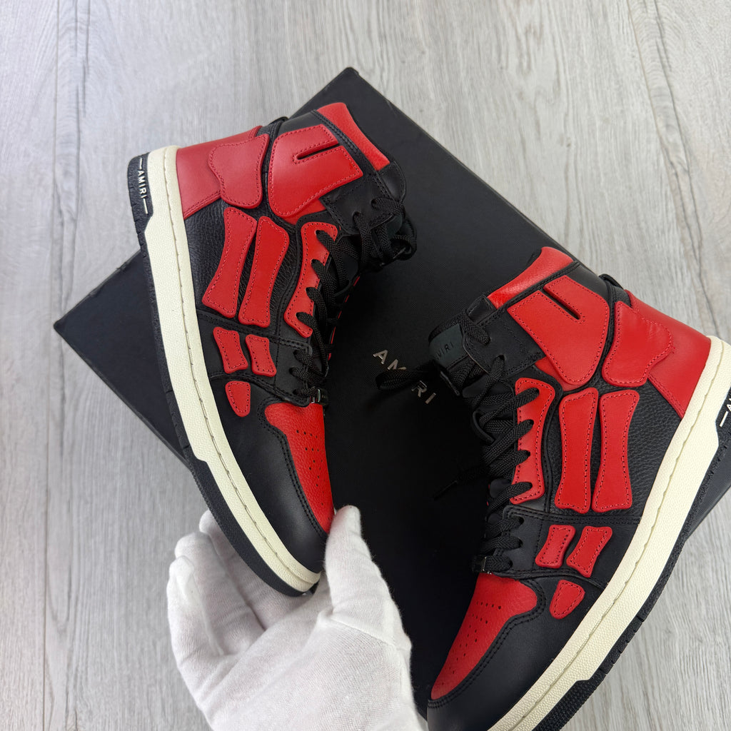 Amiri Men’s Black & Red High Top Bone Runners - Uk 8