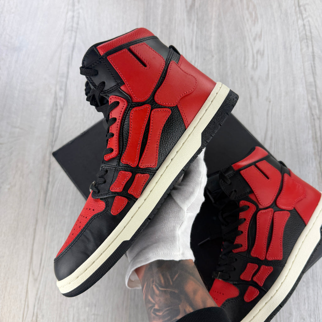 Amiri Men’s Black & Red High Top Bone Runners - Uk 8