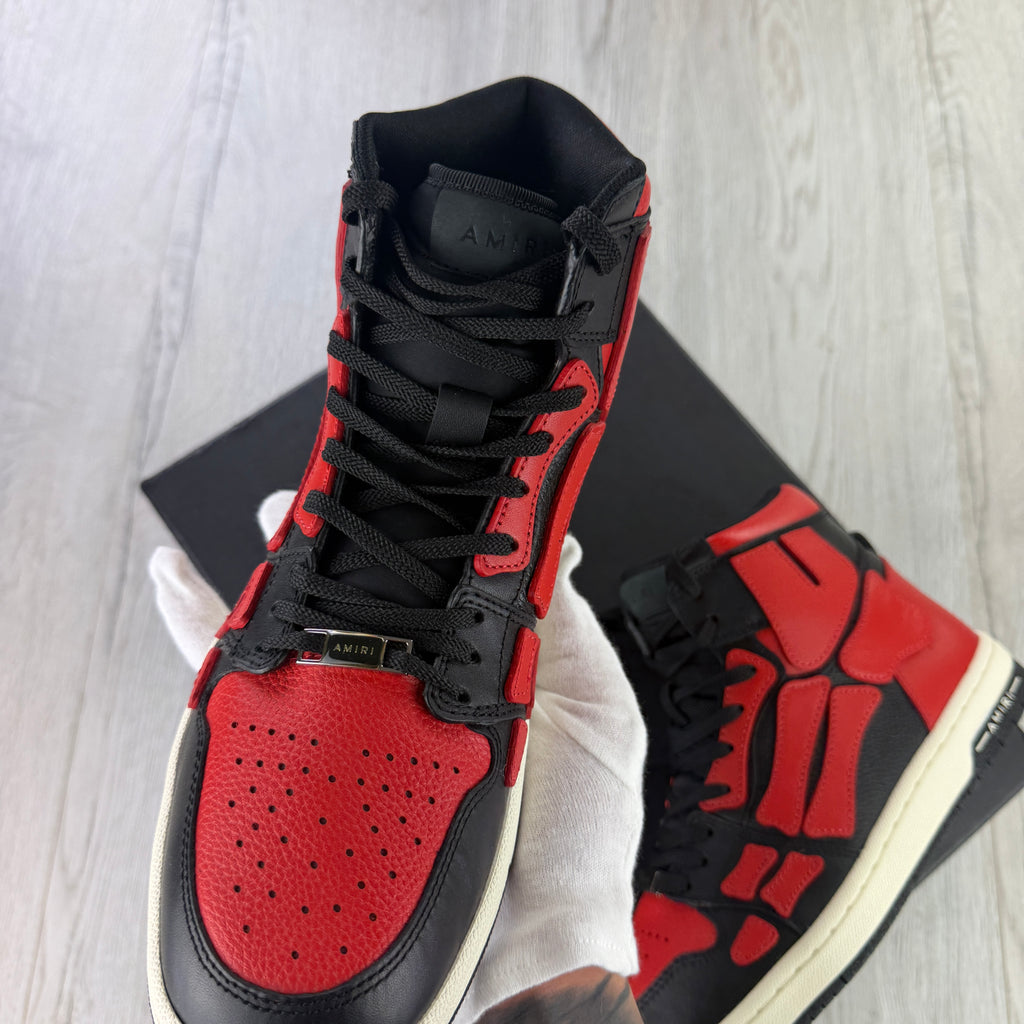Amiri Men’s Black & Red High Top Bone Runners - Uk 8