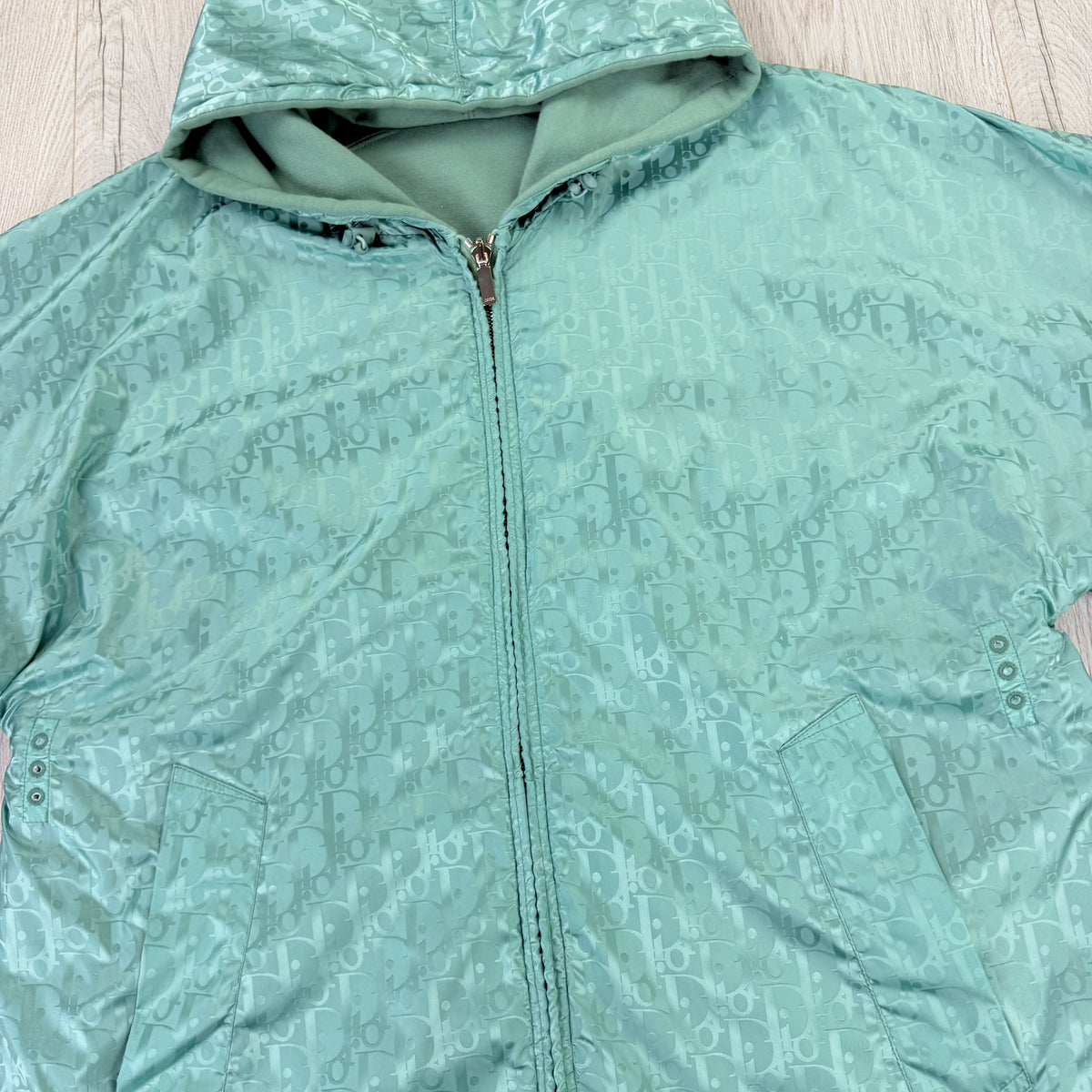 Dior Mens Oblique Reversible Men’s Teal/Green Monogram Jacket - Large