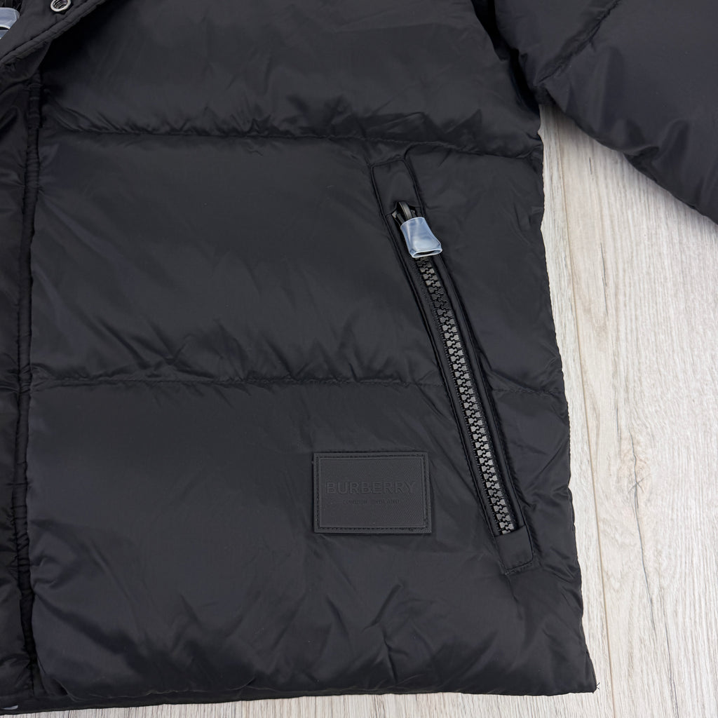 Burberry Men’s Halsby Hooded Check Black Down Jacket