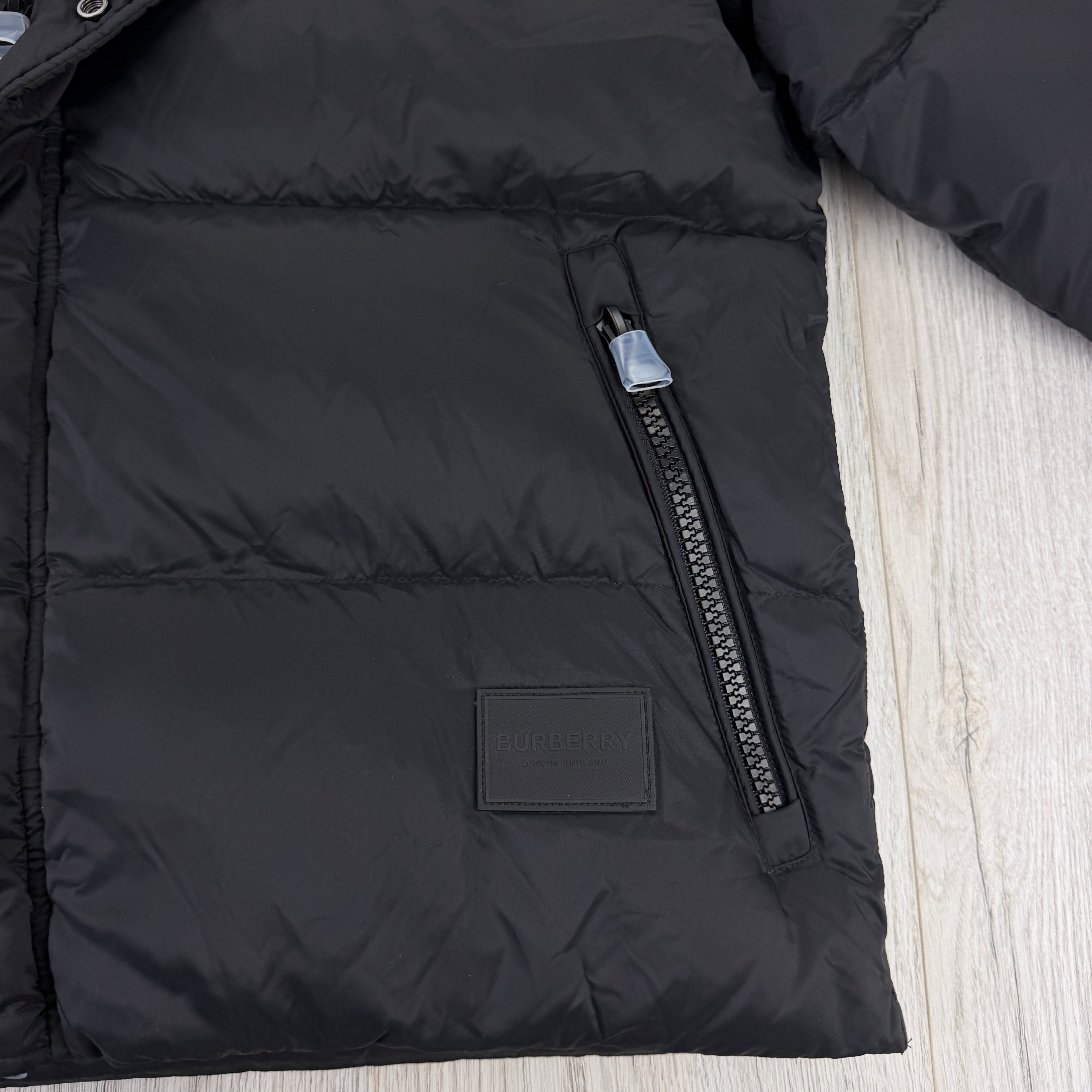 Burberry Men’s Halsby Hooded Check Black Down Jacket