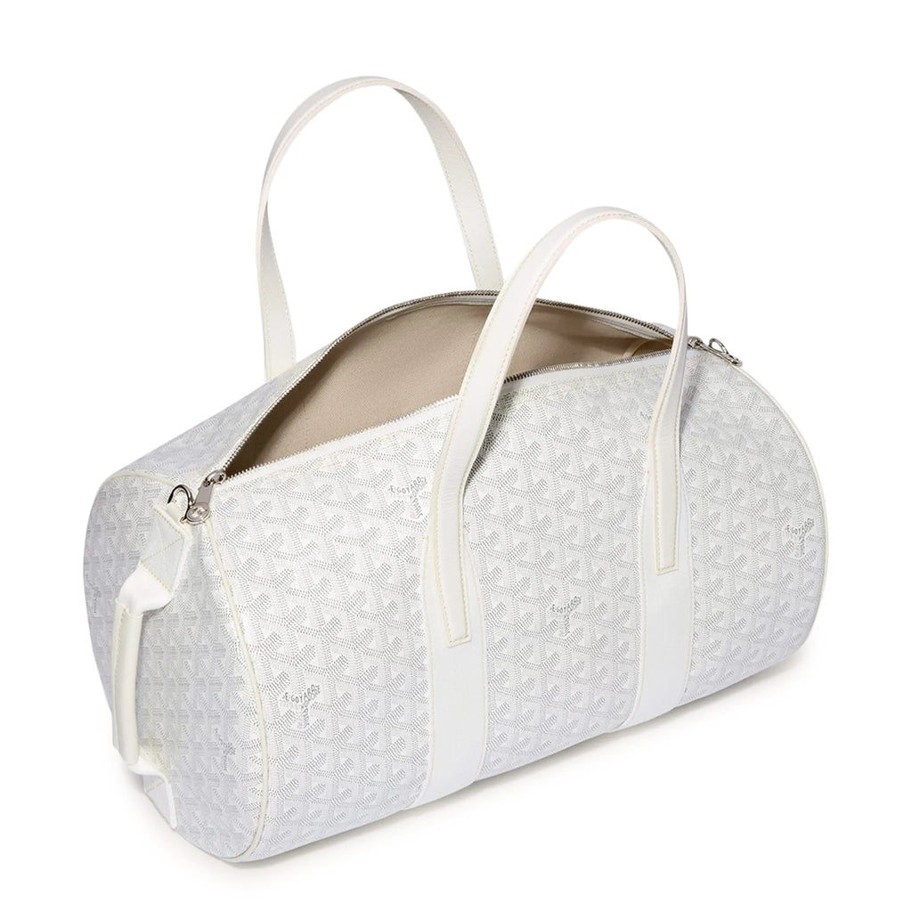 Side view of Goyard Barrel 40 Sports Bag White BARREL040TY50CL50P