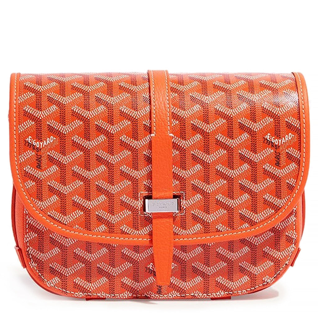 front view of Goyard Goyardine Belvedere II Orange PM Messenger Bag BELVE3PMLTY07CG07P